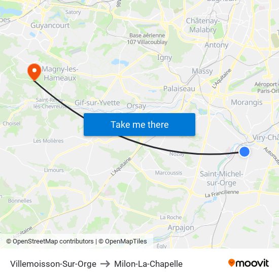 Villemoisson-Sur-Orge to Milon-La-Chapelle map