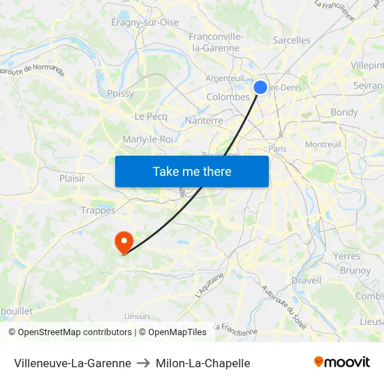 Villeneuve-La-Garenne to Milon-La-Chapelle map