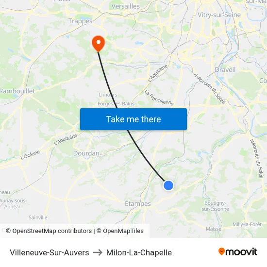 Villeneuve-Sur-Auvers to Milon-La-Chapelle map