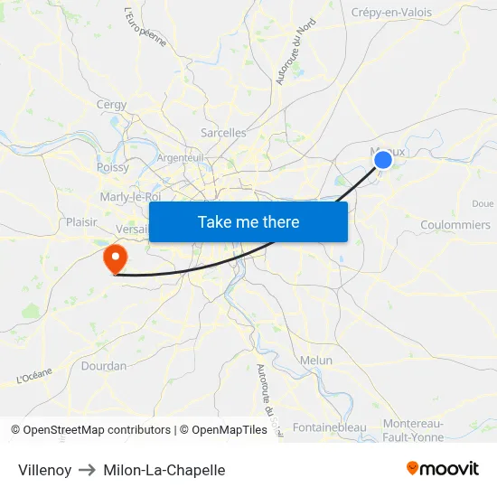 Villenoy to Milon-La-Chapelle map