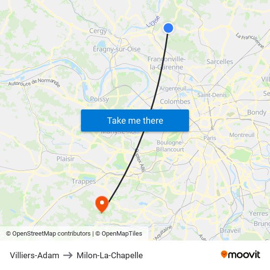 Villiers-Adam to Milon-La-Chapelle map