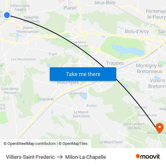 Villiers-Saint-Frederic to Milon-La-Chapelle map