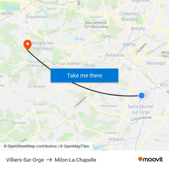 Villiers-Sur-Orge to Milon-La-Chapelle map