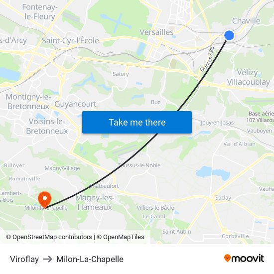 Viroflay to Milon-La-Chapelle map