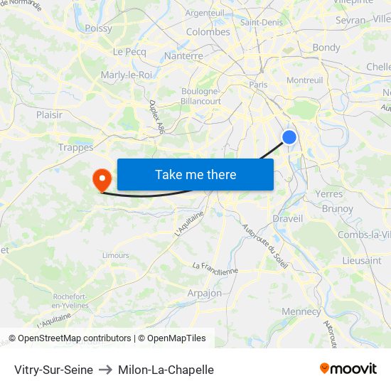 Vitry-Sur-Seine to Milon-La-Chapelle map