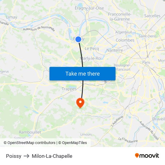 Poissy to Milon-La-Chapelle map