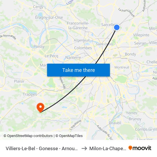 Villiers-Le-Bel - Gonesse - Arnouville to Milon-La-Chapelle map