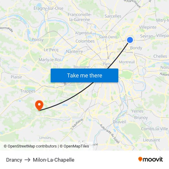 Drancy to Milon-La-Chapelle map