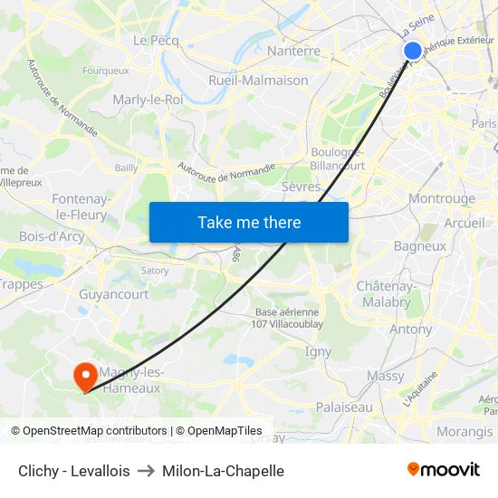 Clichy - Levallois to Milon-La-Chapelle map