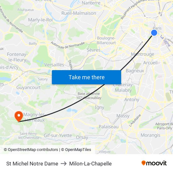 St Michel Notre Dame to Milon-La-Chapelle map