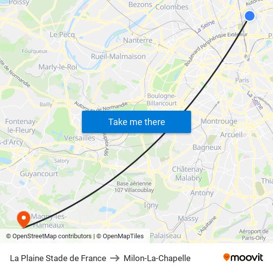 La Plaine Stade de France to Milon-La-Chapelle map