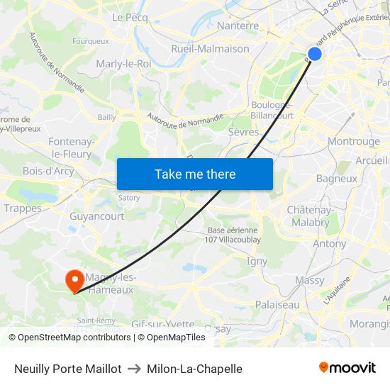 Neuilly Porte Maillot to Milon-La-Chapelle map