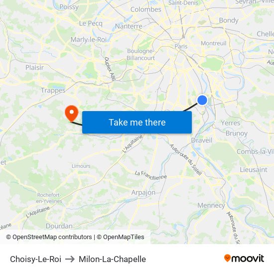 Choisy-Le-Roi to Milon-La-Chapelle map