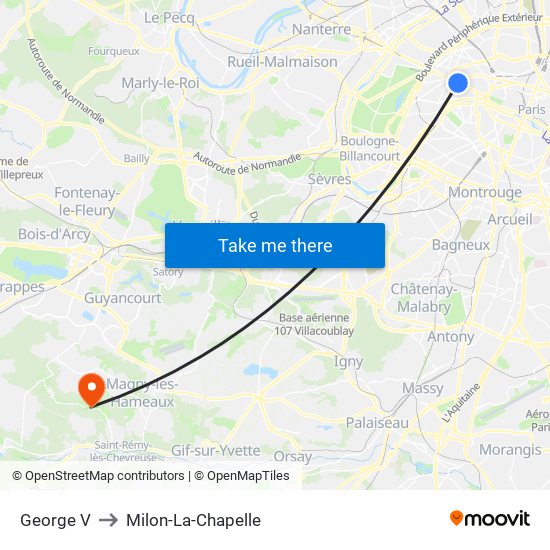 George V to Milon-La-Chapelle map