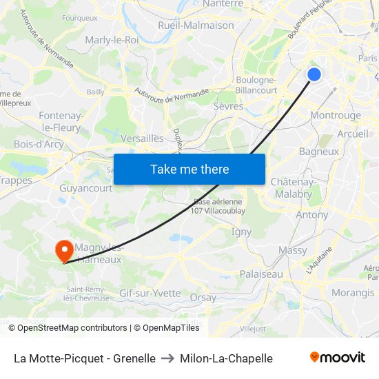 La Motte-Picquet - Grenelle to Milon-La-Chapelle map