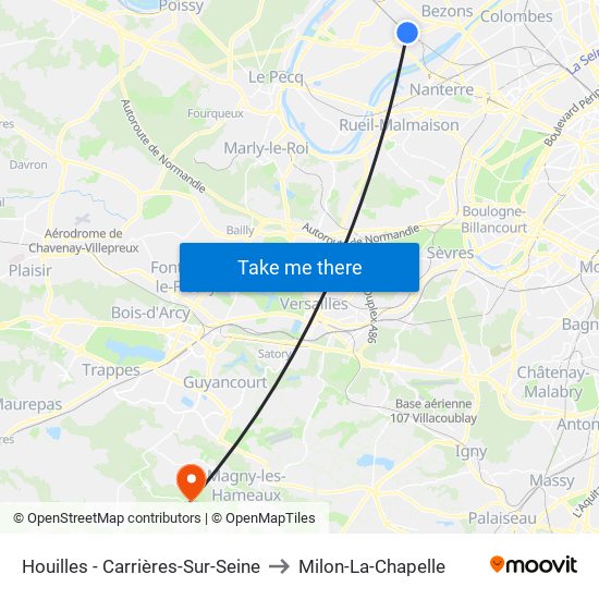 Houilles - Carrières-Sur-Seine to Milon-La-Chapelle map