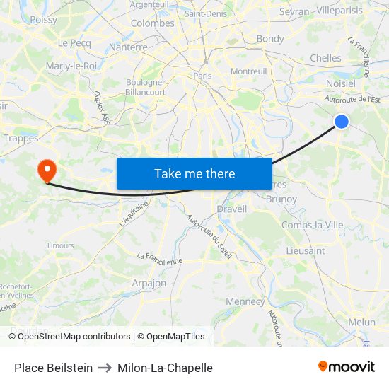 Place Beilstein to Milon-La-Chapelle map
