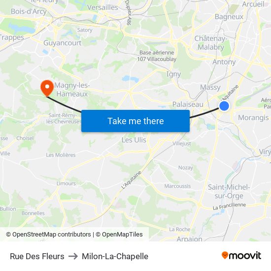 Rue Des Fleurs to Milon-La-Chapelle map