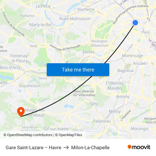 Gare Saint-Lazare – Havre to Milon-La-Chapelle map