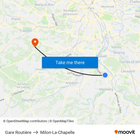 Gare Routière to Milon-La-Chapelle map