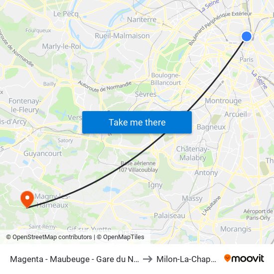 Magenta - Maubeuge - Gare du Nord to Milon-La-Chapelle map