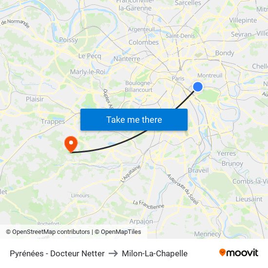 Pyrénées - Docteur Netter to Milon-La-Chapelle map