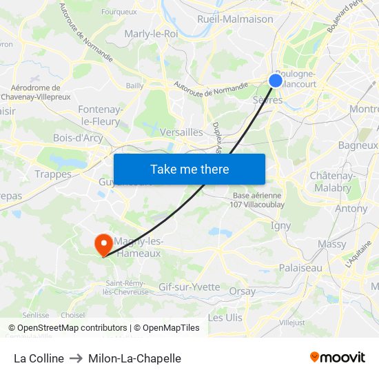 La Colline to Milon-La-Chapelle map