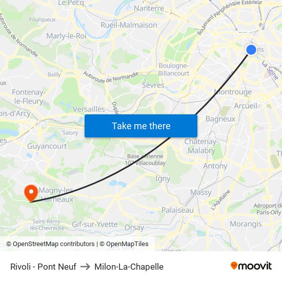 Rivoli - Pont Neuf to Milon-La-Chapelle map