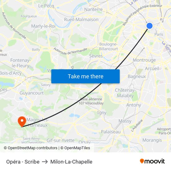 Opéra - Scribe to Milon-La-Chapelle map