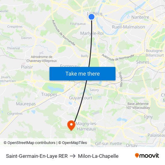 Saint-Germain-En-Laye RER to Milon-La-Chapelle map