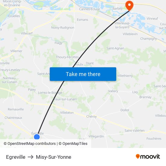 Egreville to Misy-Sur-Yonne map