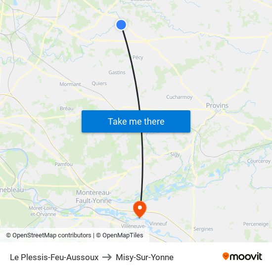 Le Plessis-Feu-Aussoux to Misy-Sur-Yonne map