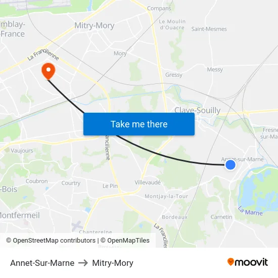 Annet-Sur-Marne to Mitry-Mory map
