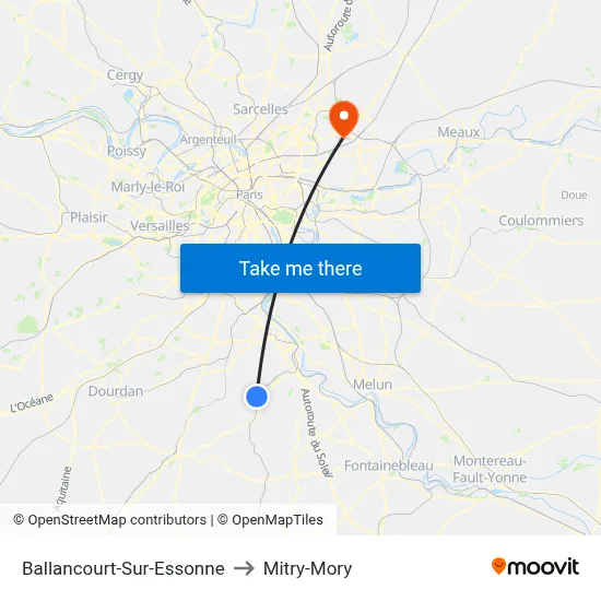 Ballancourt-Sur-Essonne to Mitry-Mory map