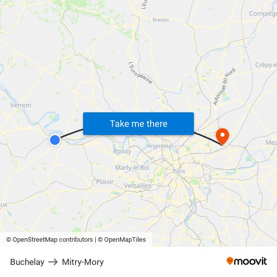 Buchelay to Mitry-Mory map