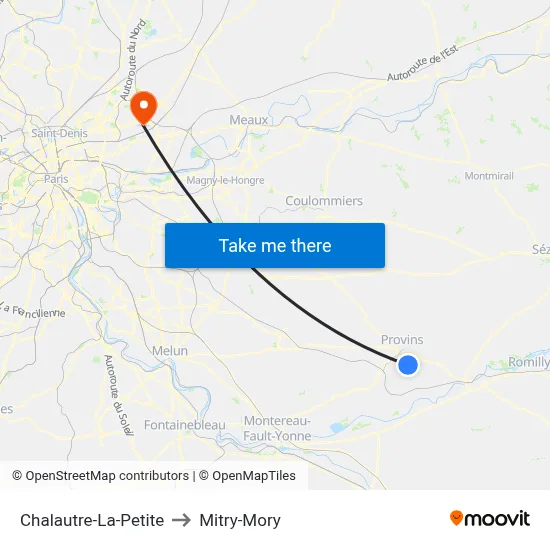 Chalautre-La-Petite to Mitry-Mory map