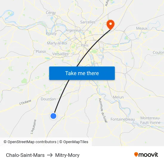 Chalo-Saint-Mars to Mitry-Mory map