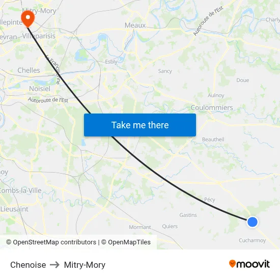 Chenoise to Mitry-Mory map