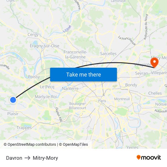 Davron to Mitry-Mory map
