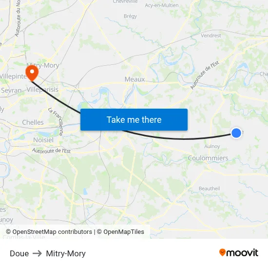 Doue to Mitry-Mory map