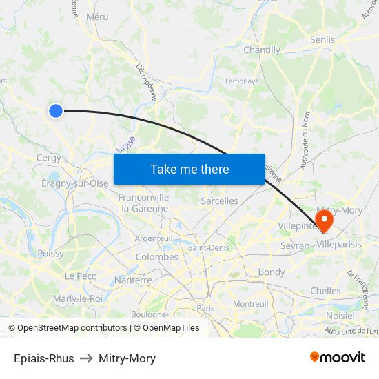 Epiais-Rhus to Mitry-Mory map