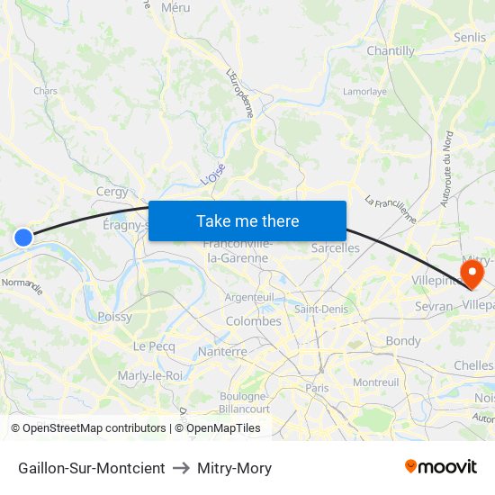 Gaillon-Sur-Montcient to Mitry-Mory map