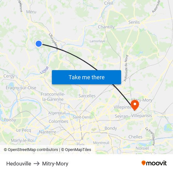 Hedouville to Mitry-Mory map