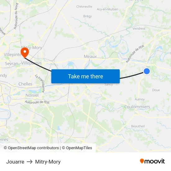 Jouarre to Mitry-Mory map