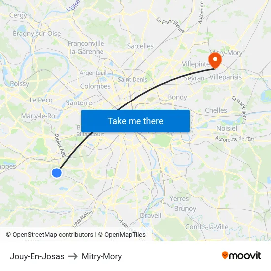 Jouy-En-Josas to Mitry-Mory map