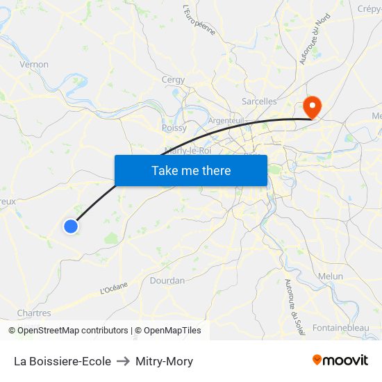 La Boissiere-Ecole to Mitry-Mory map