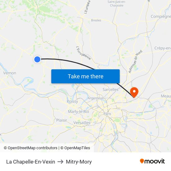 La Chapelle-En-Vexin to Mitry-Mory map