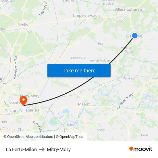 La Ferte-Milon to Mitry-Mory map