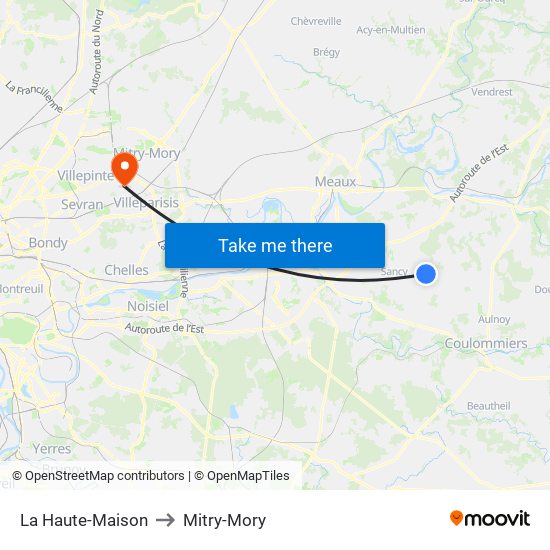 La Haute-Maison to Mitry-Mory map