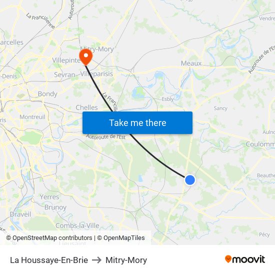 La Houssaye-En-Brie to Mitry-Mory map